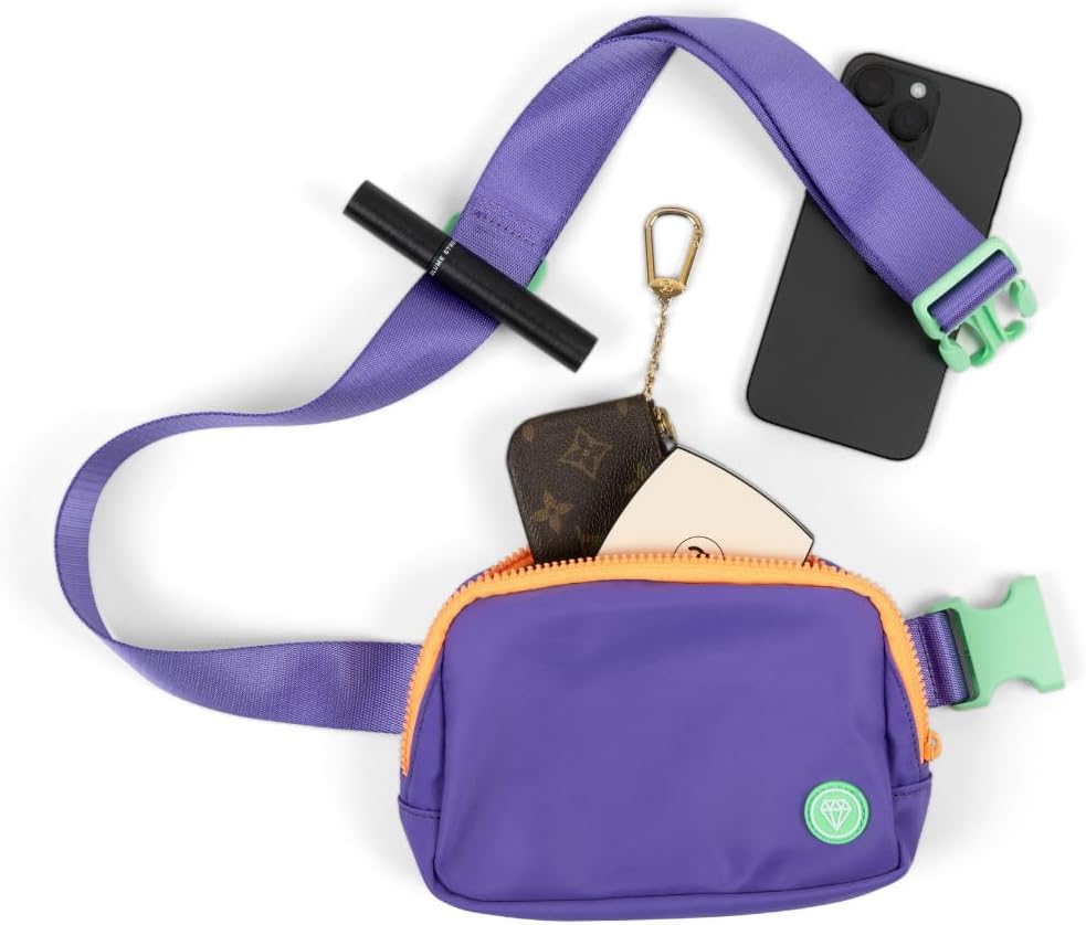 Rubina Anywhere Belt Bag | Crossbody & Chest Bag for Women & Men | Unisex Hip Waist Pack for Hiking, Workout, Running, Traveling, Festivals | Adjustable Strap | Big Swell (Purple/Teal) - Image 6