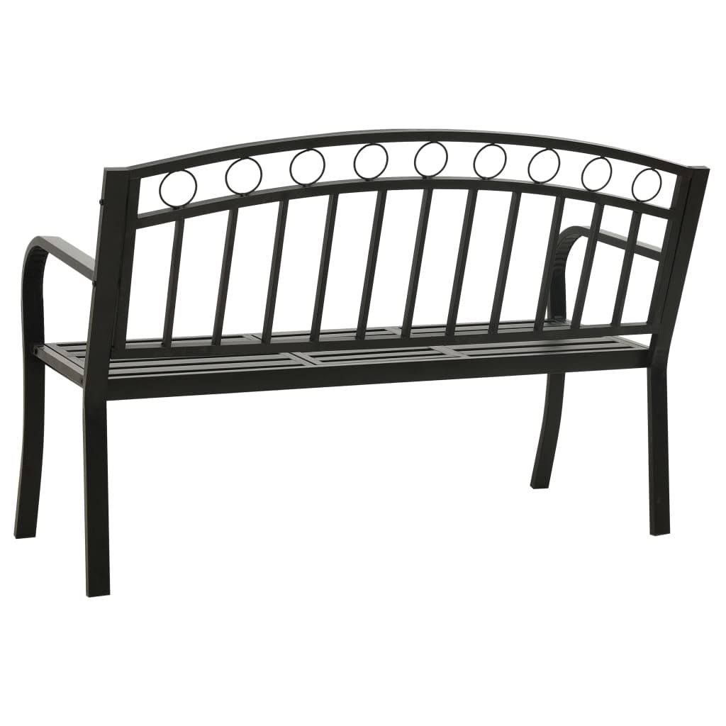Gartenbank mit integriertem Tisch 120 cm Schwarz pulverbeschichteter Stahl Modernes Design Robust und langlebig für Garten Balkon und Campingplatz