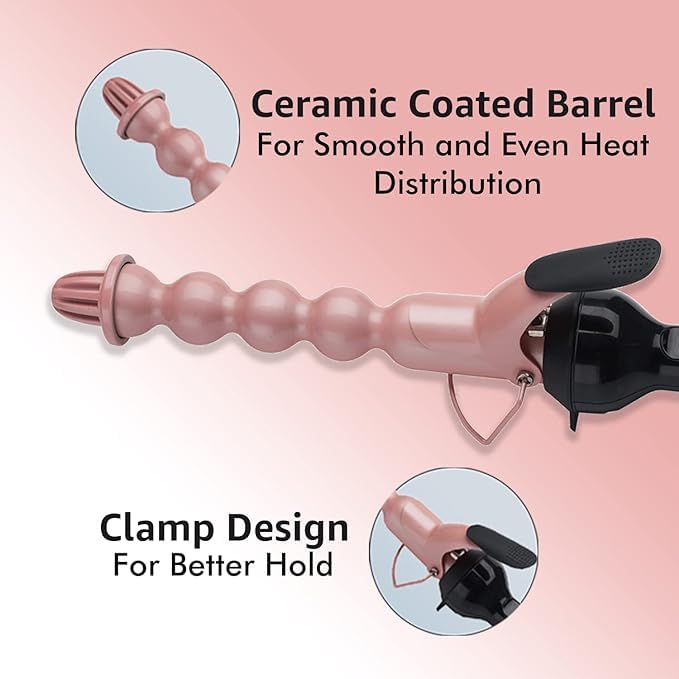 Vega Bubble Hair Curler for Women with 25x142mm Barrel Ceramic Coated Barrel & Quick Heat Up for Bouncy Looking Curls, Fast Heatup, Suitable for All Hair Types, (VHCH-07), Black - Image 5 thumbnail