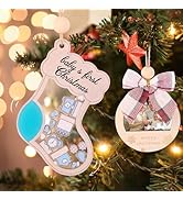 Baby Boy's First Christmas Ornament with Picture Frame, Personalized Family Shaking Ornament Newb...