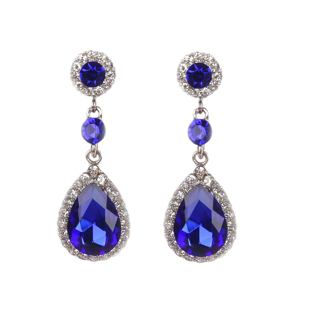 FDEETY Pendientes para Mujer Lágrima Pendientes Colgantes Largos Piercing Aretes con Zirconia Cristales Multicolor Hipoalergénicos Circonita Cúbica Boda Banquete Nupcial Prom