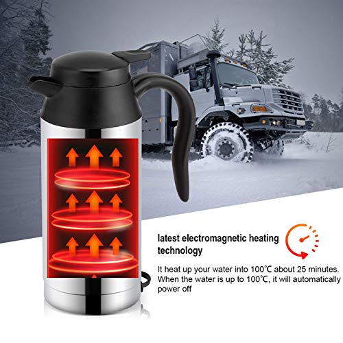 Hervidor eléctrico para auto 12V 750ml acero inoxidable miniatura 5