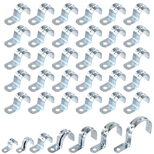 Swpeet Zinc Plated Steel EMT Pipe Straps with 1 Hole for EMT Conduit or Pipe Fixing ﻿ (1\-25mm) 30Pcs 1\(25mm) Verzinkt Ein Loch EMT Rohrgurt Kit, Rohrgurte U Halterung Rohrgurt Rohrschelle