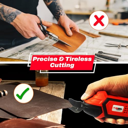 Image of UniQual Heavy Duty Cordless Electric Scissor for Cloth Cutting with 2 blades 4V 2000mAh battery for Fabric, Soft Cardboard, Leather, Felt, Foam | USB Rechargeable | Kaichi (Scissor Set SS Blades)