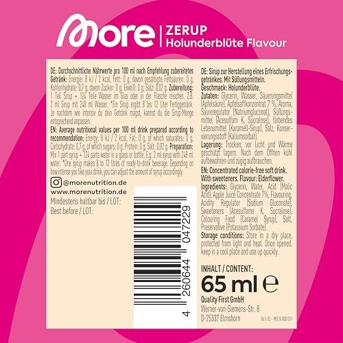 More Zerup, Holunderblüte, 65 ml, für bis zu 8 l Fertiggetränk – Ansicht 4