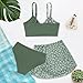 Weixinbuy Girls Swimsuit 3 Piece Tropical Floral Twist Cross Bathing Suit Bikini Sets with Cover Up Skirt Swimwear Size 11-12