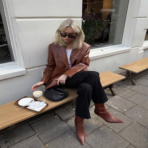 Goiphrri Mid Calf Boots for Women Dressy Sexy Pointed Toe Stiletto Boot Heels Side Zipper Wide Calf Boots Fashion Trendy Fall Boot for Women2