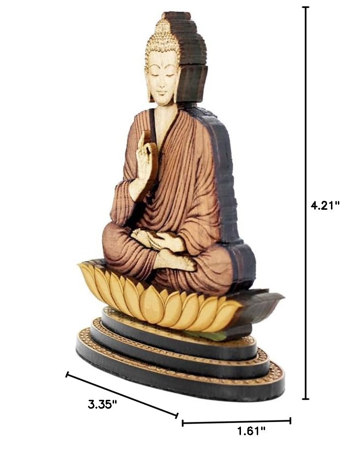 Estatua Buda tallada en madera 10.7 cm miniatura 5