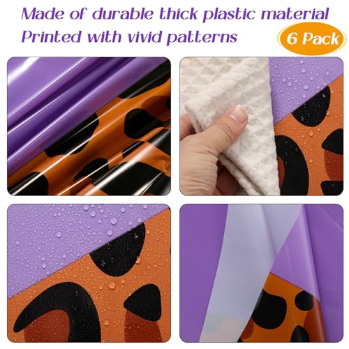 Image of Buryeah 6 Pcs Leopard Print Tablecloth 54 x 108'' Leopard Plastic Table Cover Disposable Safari Animal Cheetah Print Party Decorations for Baby Shower Wedding Birthday Party Favors (Multicolored)