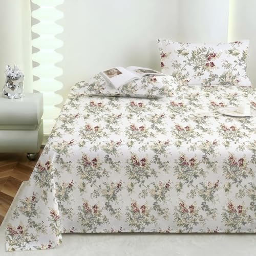 Image of Story@Home 190 TC Cotton Double Bedsheet Set with 2 Pillow Covers | Soft Breathable Fabric | 250 x 225 cm Double Bed Sheet | Off White & Grey Floral Printed Bedding for Bedroom