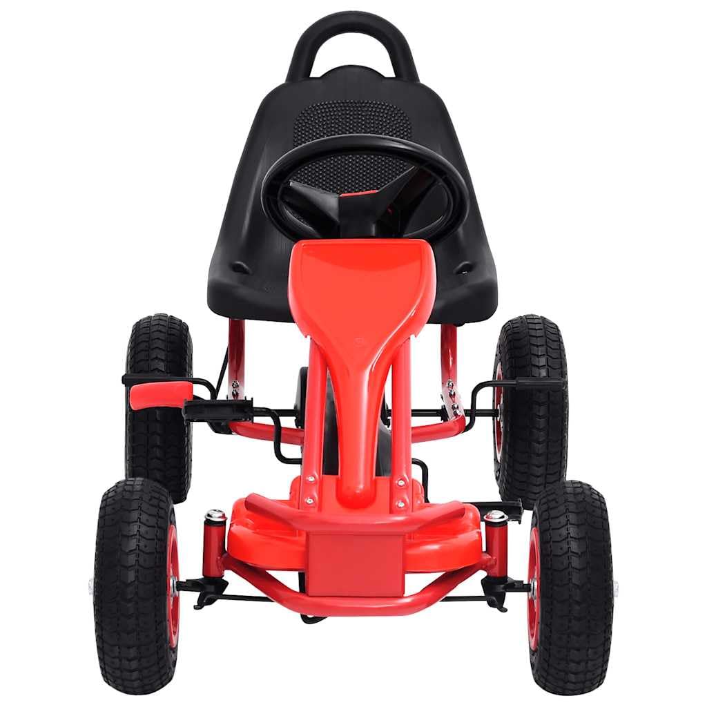 Mangloder Go-Kart a pedale con pneumatici rossi, per bambini dai 3 ai 6 anni, robusto veicolo per bambini con freni a mano, alloggiamento in ferro e plastica resistente, adatto per giardino e parco