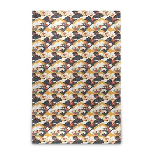 Couverture de style japonais fleurs nuages plaid grand format - 3