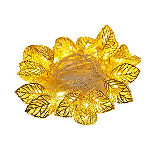 Image of 40 LED Leaf String Lights Battery Operated 20FT Leaf Fairy Lights for Patio Garden, Little Star String Lights for Wedding, Party, Home Decoration