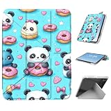 HGGJFLYX for iPad mini 7 A17 Pro 2024/iPad Mini 6 2021 Case with Pencil Holder,Foldable Y-Shaped Protective Cover,Stylish Clear Multi-Angle Viewing & Auto Sleep/Wake,Panda Donut Pattern