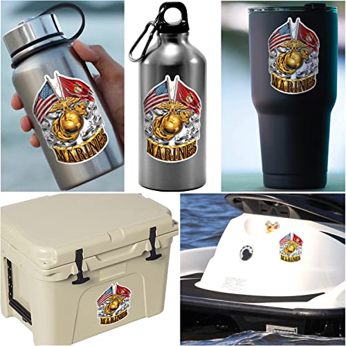 Collectible Marine Corps Decals (2In,2Pack), Share Your Support With Our Vinyl Double Flag Gold Globe Marine Corps Stickers For Your Home, Car, Cases And More, Souvenir Gifts For Marine Corps #TOP3