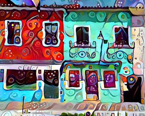 Couleur abstrait architectural peinture art Meechi toile murale 50x70