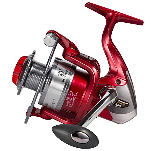 Fishing Reel Spinning 13+1 Ball Bearing Ultra Smooth Spinning Reels, Interchangeable Handle Whole Aluminum Alloy Gear Design for Freshwater Saltwater Boat Fishing
