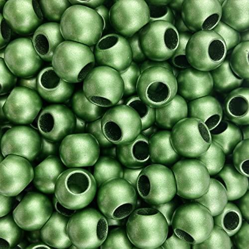 300 Acrylic Large Hole Beads for Crafts 10mm x 12mm Acrylic Barrel Beads with 5.7mm Large Hole, Matte Green