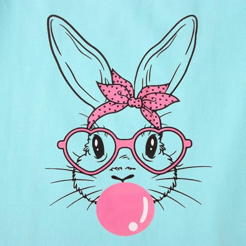 Image of CM C&M WODRO Kids Girl Easter Shirt Cute Bunny Glasses T-Shirt Short Sleeve Funny Happy Easter Rabbit Graphic Tees Tops