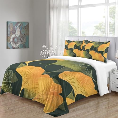 Housse de couette respirant et antibactérien en motif feuilles pour lit Super King 260x220