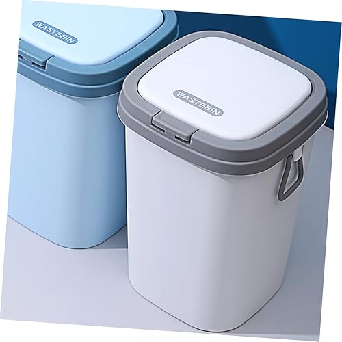 Miniatura 4 de Papelera para automóvil, papelera para el hogar, con tapa, color gris claro con tapa, papelera de oficina de polipropileno