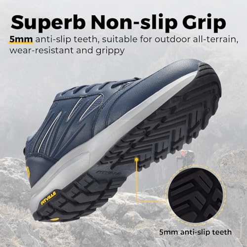FitVille Mens Wide Hiking Shoes Water Repellent Outdoor Work Shoes Trekking Trails Sneakers with Arch Support - Sturdy Core3