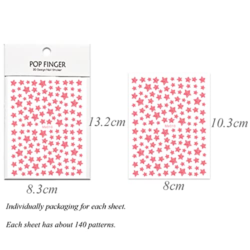 Ihukeit 10 Sheets Glitter Star Nail Stickers For Women Girls Kids Nail Decoration 3D Self Adhesive Shinning Nail Decals For Fingernails And Acrylic Nails Design (Glitter Star) #TOP1