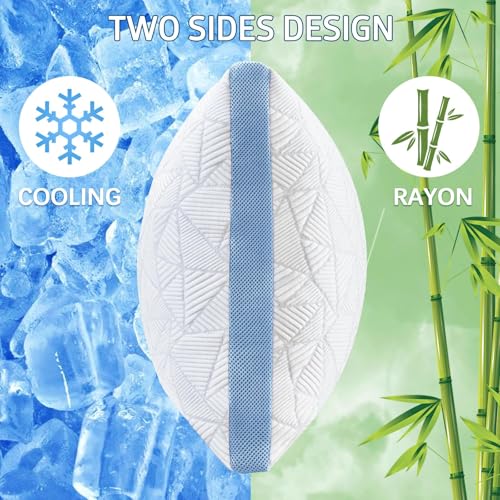 Image of BETU Cooling Pillow King Size, Shredded Memory Foam Pillows for Hot Sleepers, Adjustable Firm Bed Pillows, Hotel Collection Side Sleeper Pillow for Back Pain, Neck, Blue, 20 inchx36 inch