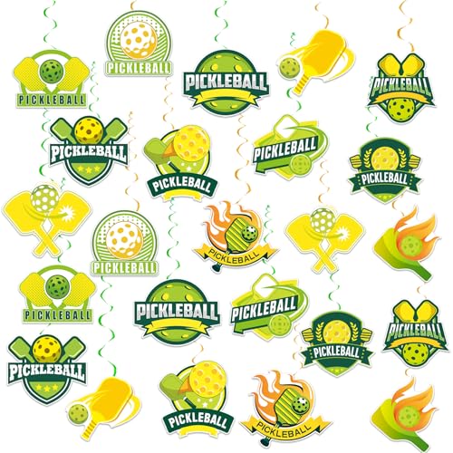 24 Pcs Pickleball Hanging Decorations Pickleball Hanging Swirls Ceiling Swirls Pickleball Birthday Party Supplies for Pickleball Party Decorations Sports Decorations