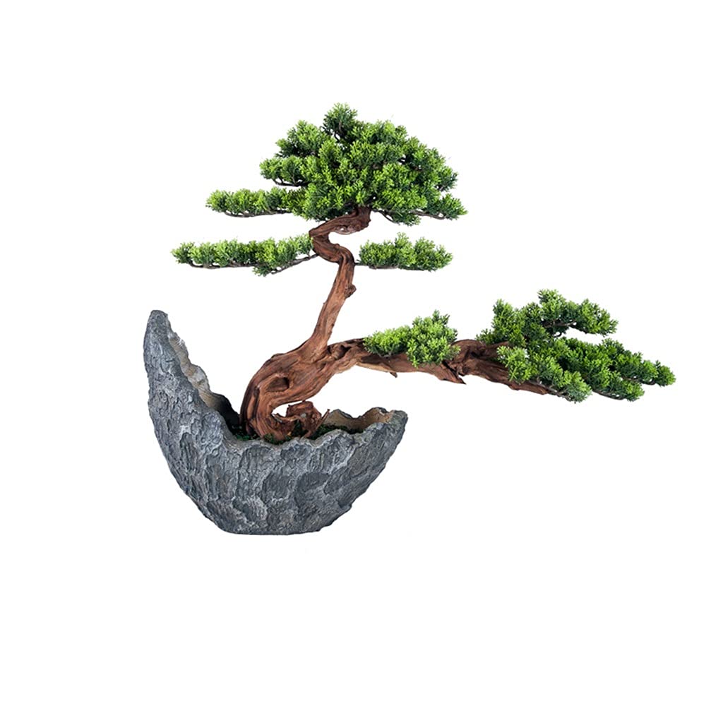 GTHTUHFD Artificial Bonsai Tree Simulation Welcome Pine Tree Bonsai Zen Fake Plant Potted Tea Room,Onecolor-A