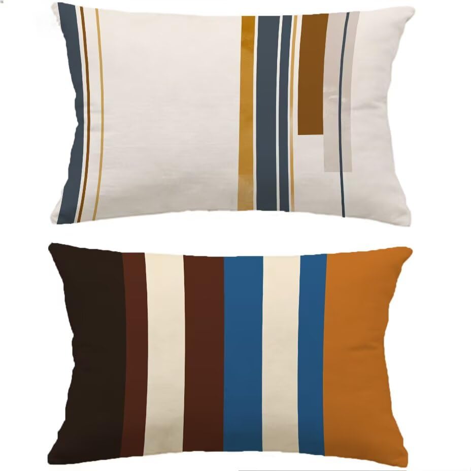 Housse de Coussin Extérieur 40x80 cm par 2 Imperméable Aspect Lin Jardin