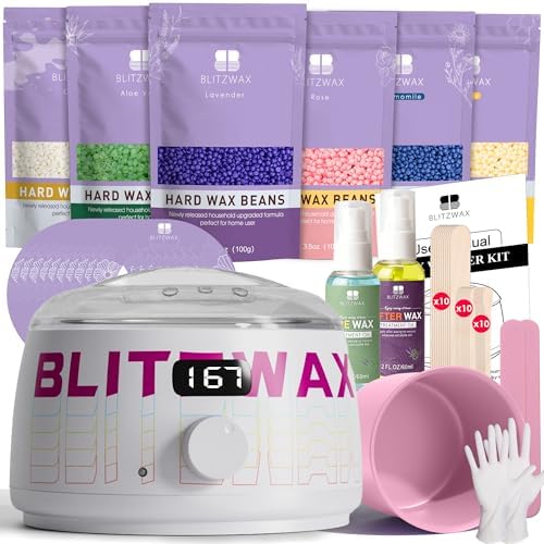 BLITZWAX Waxing Kit for Women, Brazilian Bikini Digital Wax Warmer Home Kit