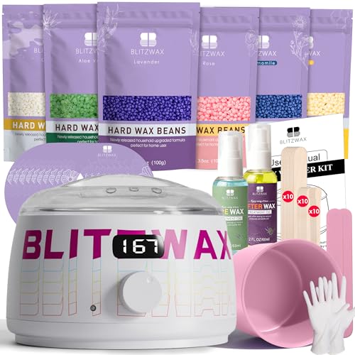 BLITZWAX Brazilian & bikini waxing kit with hard wax warmer