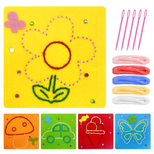 5 PCS Sewing Kit for Kids, First Sewing Kit for Girls, Children's Handmade Felt Fabric, Sewing Pleasure, for Children Aged 3-12, to Help Enhance Their Creativity and Imagination