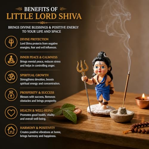 Image of HindCraft Bal Shiva Idol for Home Decor | Mahadev Murti, Shiv Ji Statue with Trishul for Puja Room, Temple Decoration, Spiritual Gift & Mahashivratri Decor