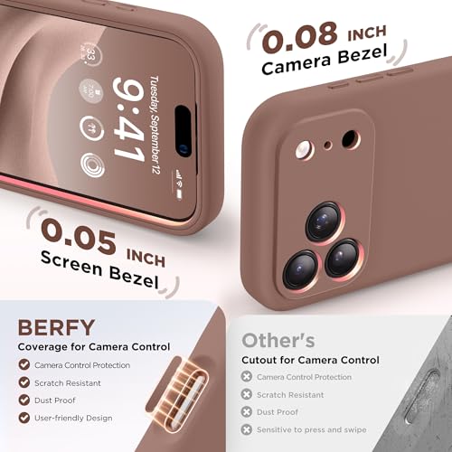 BERFY for iPhone 17 Pro Max Case, Compatible with MagSafe, Built-in Glass Screen Protector, Camera Protection, Shockproof Full Body Phone Case 6.9", Silicone Brown by BERFY - Used condition - Image 4