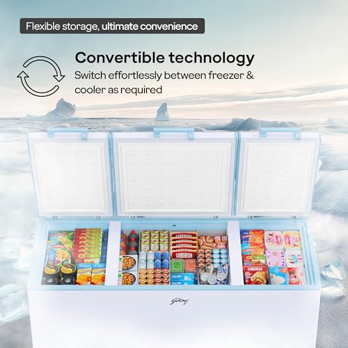 Image of Godrej DH ESNCH 630D 3HCGP RW with 5 Years Comprehensive Warranty, Pentacool+ Cooling, D-Cool technology, Cools even at 50 C, Triple Door Convertible Deep Freezer (594L 4 Star, White)