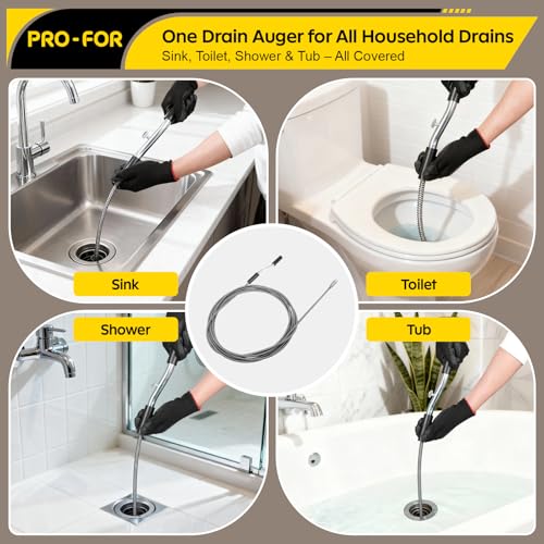 Image of 25FT Handheld Drain Auger, Heavy Duty Plumbing Snake for Clogged Drains, 3 /8 Inch Diameter Manual Drain Cleaner for Sink, Bathtub, Shower & Kitchen Pipes