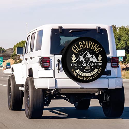Image of Glamping Camping Spare Tire Cover with Backup Camera Hole Wheel Tire Cover Fit Trailer, RV, SUV and Many Vehicle 17inch