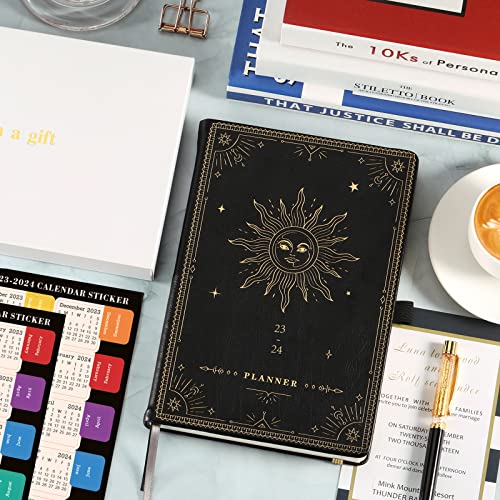 Planner 2023-2024 - Academic Weekly Monthly Planner 2023-2024, July 2023 - June 2024, 5.75" X 8.25", Faux Leather, Back Pocket With 40 Notes Pages - The Sun #TOP6