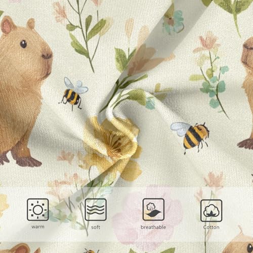Wusikd Cute Capybaras Girls' Underwear Cotton Flowers Bees Girls Briefs Soft Toddler Underwear 2T3