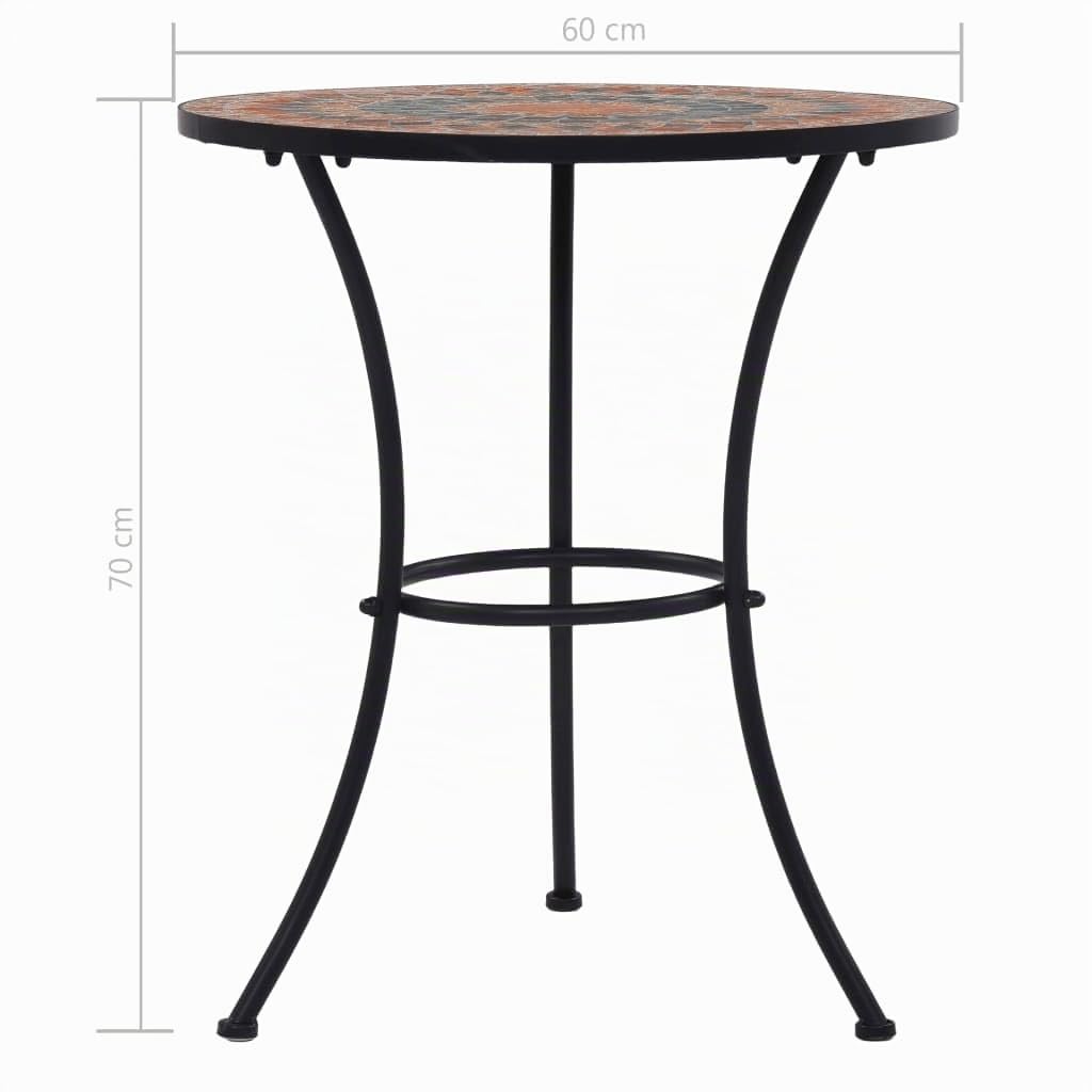 Tomostar Table d'appoint en Mosaïque, Table Bistro Rond de Balcon Jardin Terrasse Extérieure mosaïque Orange/Gris 60 cm Céramique