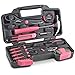 VonHaus Pink 39 Piece General Tool Set - Home Hand Tool Kit with Plastic Toolbox Storage Case