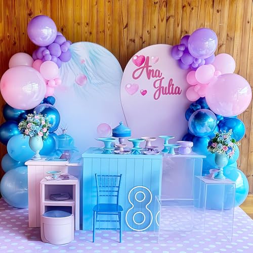 Image of HILAVO Pink and Blue Balloons 12 Inch Pastel Metallic Blue Baby Light Pink Chrome Latex Balloon Confetti Balloon for Kids Girls Hawaiian Summer Gender Reveal Wedding Birthday Baby Shower Party Decor