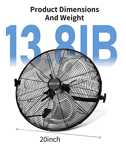 Beestar 18 Inch High Velocity Wall Mount Fan,Industrial Fan With 3 Speed Commercial Ventilation,Easy Operation And 270 Degree Tilting,Metal Fan For Warehouse,Greenhouse, Workshop And Basement #TOP5