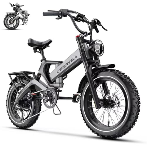 Cybervelo 1000W(Peak 2000W) Folding Electric Bike for Adults,35MPH 100Mile,48V 25Ah