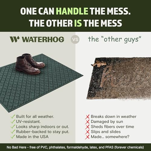WaterHog Cordova Front Door Mat Indoor Outdoor Entrance, Absorbent All-Weather Doormat Non-Slip Rubber Backing, Dirt & Moisture Trapper, Low Profile, Easy Clean, Made in USA, 35"x59" Evergreen by WaterHog - Image 5