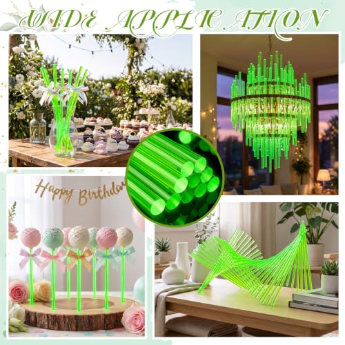 Image of Junkin 10 Pcs 1 /4 inch x 12 inch Fluorescent Green Acrylic Round Rods Acrylic Glass Plastic Rods, for LED Light Diffuser Strips, Display Stand Supports, Model Building, Home Decor, Aquarium Dividers