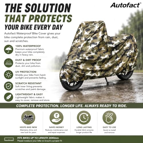 Image of Autofact Waterproof Bike Cover Compatible for All Bike Models Length 2040Mm
