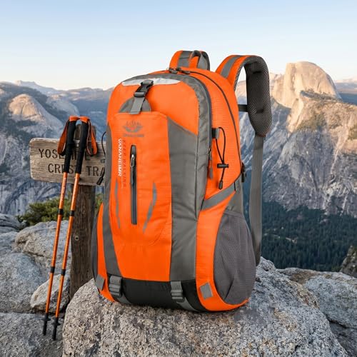 Mochila impermeable deportiva plegable color naranja miniatura 1
